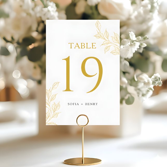 Botanical Faux Gold Modern Wedding Table Number Tischnummer (Von Creator hochgeladen)