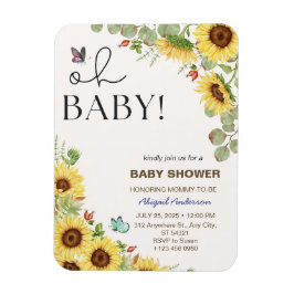 Botanical Floral Girls Baby Shower Invitations Magnet