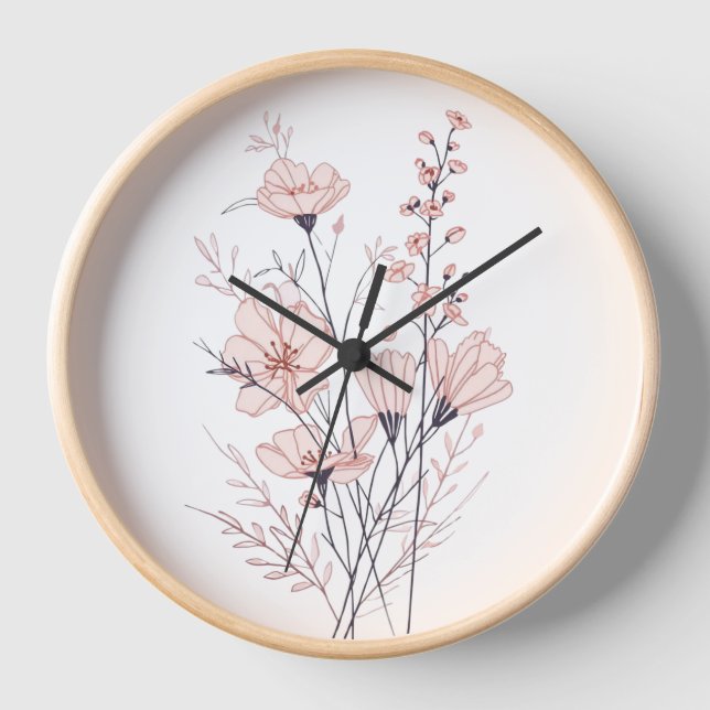 Botanical Floral Illustration | Minimal Nature Aes Uhr (Vorderseite)