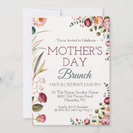 Botanical Floral Mothers Day Brunch Invitation Einladung