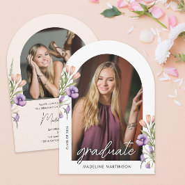 Botanical Floral Photo Graduation Arch Einladung