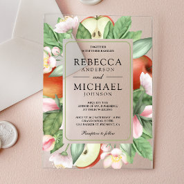 Botanical Floral Red Apple Orchard Wedding Acryleinladungen