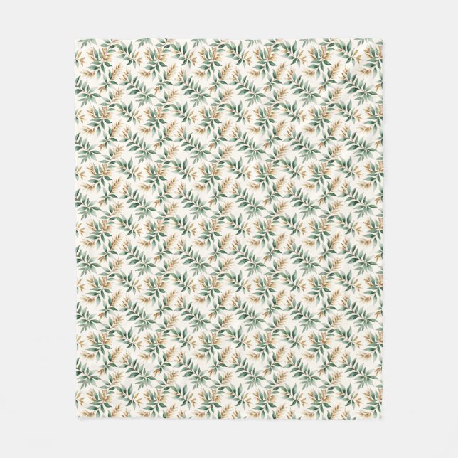 Botanical Foliage Pattern Cozy Fleecedecke (Vorderseite)