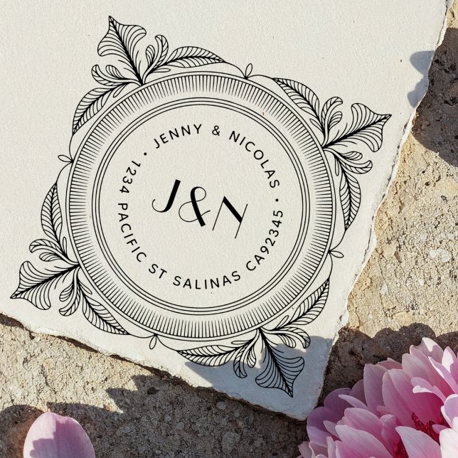 Botanical Frame Wooden Return Address Stamp Gummistempel (Von Creator hochgeladen)