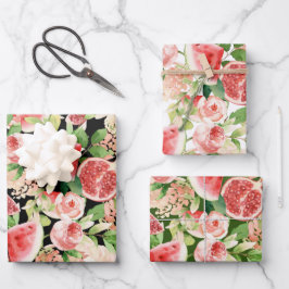 Botanical Fruit and Flowers Geschenkpapier Set