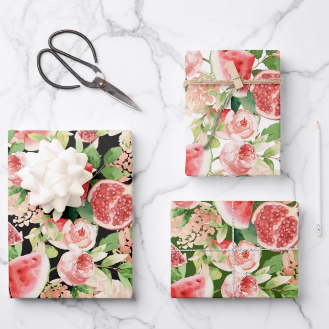 Botanical Fruit and Flowers  Geschenkpapier Set (Vorderseite)
