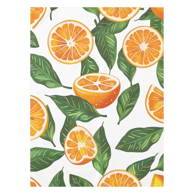 Botanical Fruit Orange Citrus Seamless Pattern Tischdecke (Vorderseite)