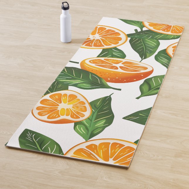 Botanical Fruit Orange Citrus Seamless Pattern Yogamatte (Beispiel)