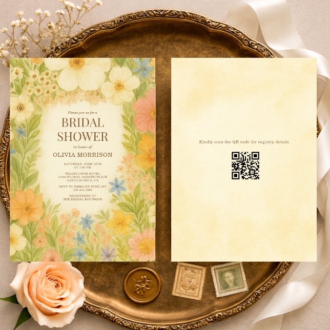 Botanical Garden Floral QR Code Bridal Shower Einladung (Von Creator hochgeladen)