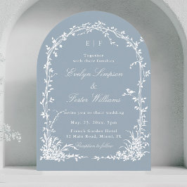 Botanical Garden Romantic Wedding Dusty Blue Arch Einladung