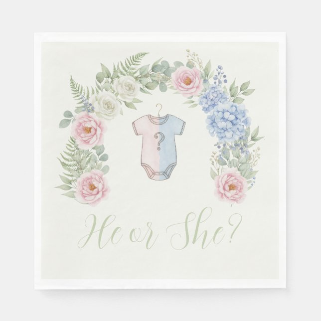 Botanical Gender Reveal Napkin Serviette (Vorderseite)