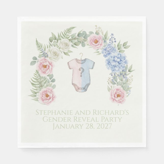 Botanical Gender Reveal Napkin Serviette (Vorderseite)