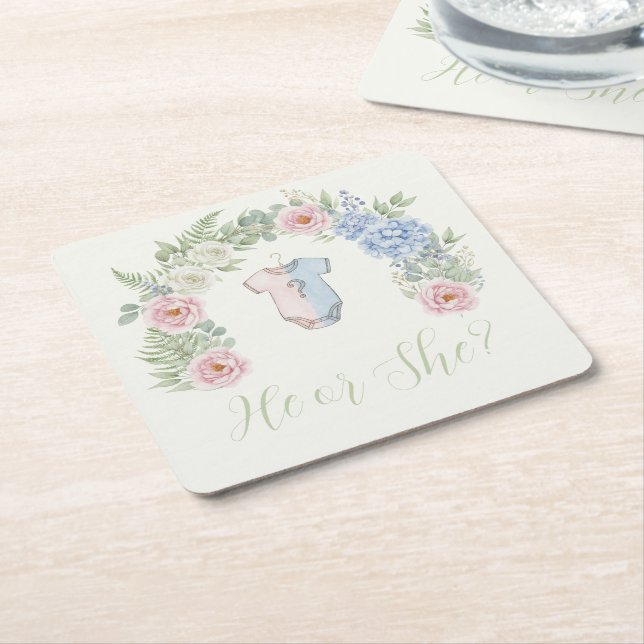 Botanical Gender Reveal Rechteckiger Pappuntersetzer (angewinkelt)