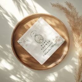 Botanical Gingham Silly Goose Baby Shower Serviette