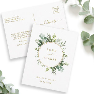 Botanical Gold Green Vielen Dank Postkarte