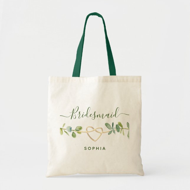 Botanical Gold Greenery Bridesmaid Tote Bag Tragetasche (Vorne)