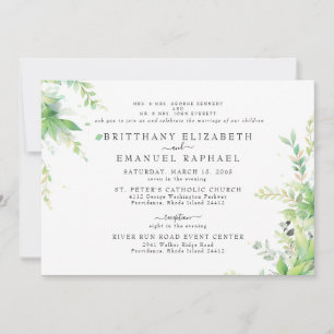 Botanical Grace Horizontal 2 Orte Hochzeit Einladung