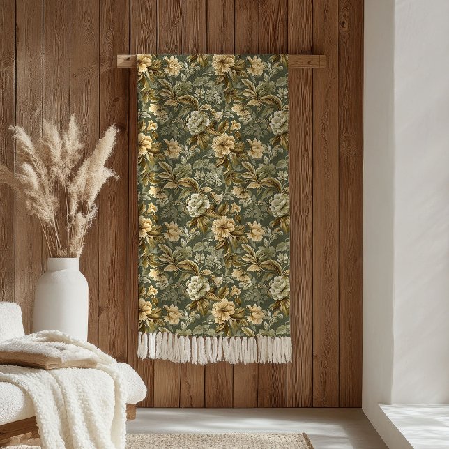 Botanical Green Gold Blanket Luxury Pastel Touch Fleecedecke (Botanical Green Gold Blanket Luxury Pastel Touch)