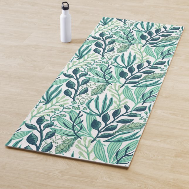 Botanical green leaves plants modern  yogamatte (Beispiel)