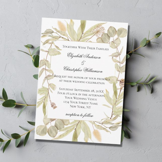 Botanical Greenery Eucalyptus Elegant Wedding  Einladung (Von Creator hochgeladen)