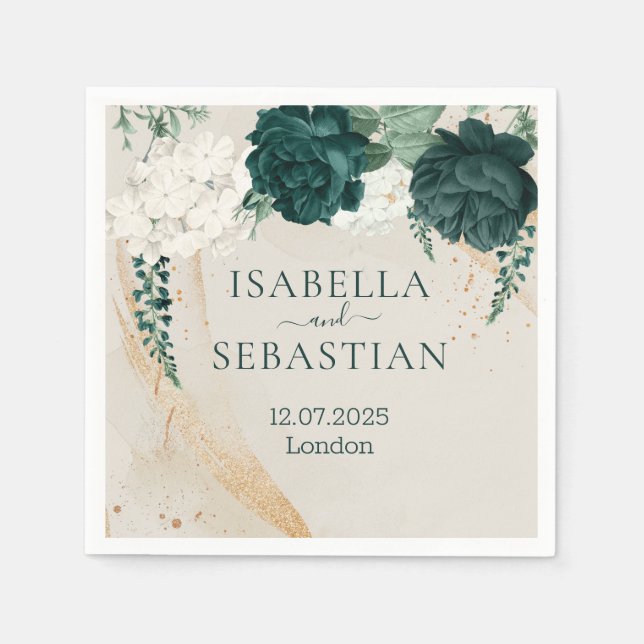 Botanical Greenery Rose Wedding Serviette (Vorderseite)