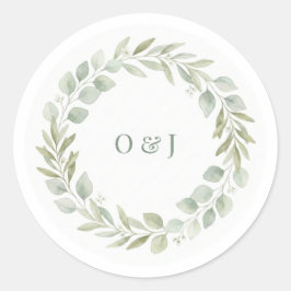 Botanical Greenery Wedding Envelope Seals Runder Aufkleber