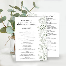 Botanical Greenery Wedding Program Card Programm