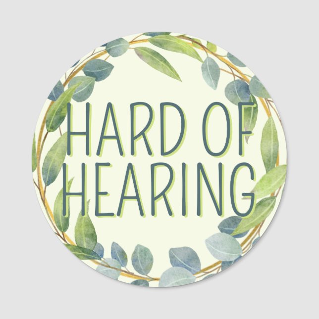 Botanical Hard of Hearing Green Deafness  Namensschild (Vorderseite)