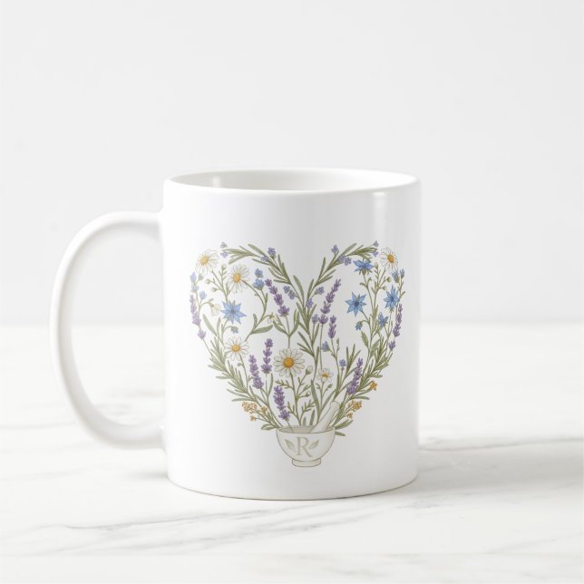 Botanical Heart Apothecary Pharmacy Flower Kaffeetasse (Links)