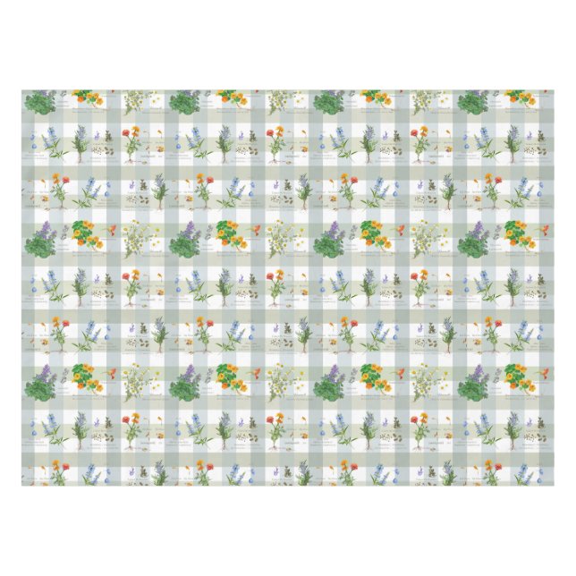 Botanical Herbal checkered Tischdecke (Vorderseite (Horizontal))