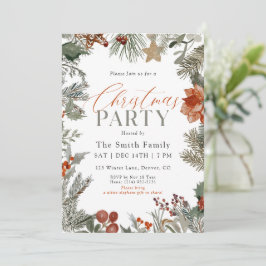 Botanical Holiday Watercolor Christmas Party Einladung