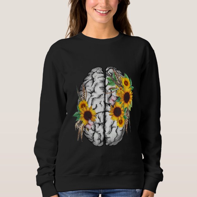 Botanical human brain mental health artistic anato sweatshirt (Vorderseite)