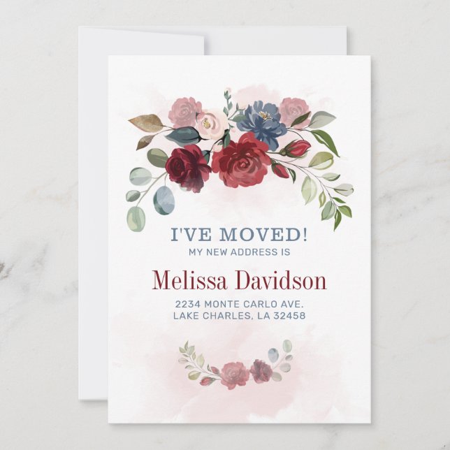 Botanical I ve Moved Floral New Zuhause Ankündigung (Vorderseite)