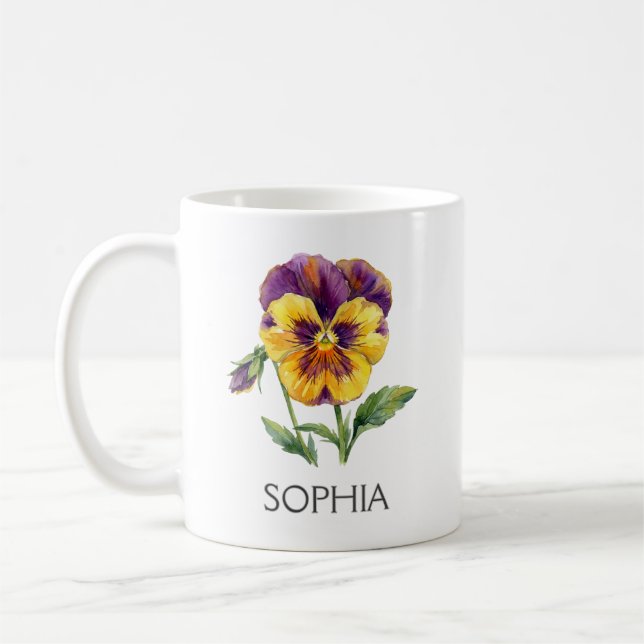 Botanical Illustration Mug - Yellow Pansy Kaffeetasse (Links)