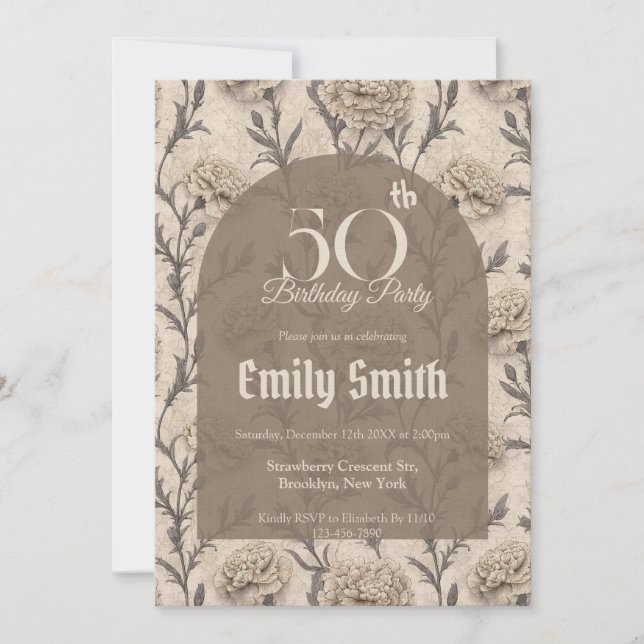 Botanical Inspired Carnation Fantasy Custom  Einladung (Vorderseite)