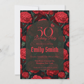 Botanical Inspired Carnation Flower 20Th Birthday Einladung