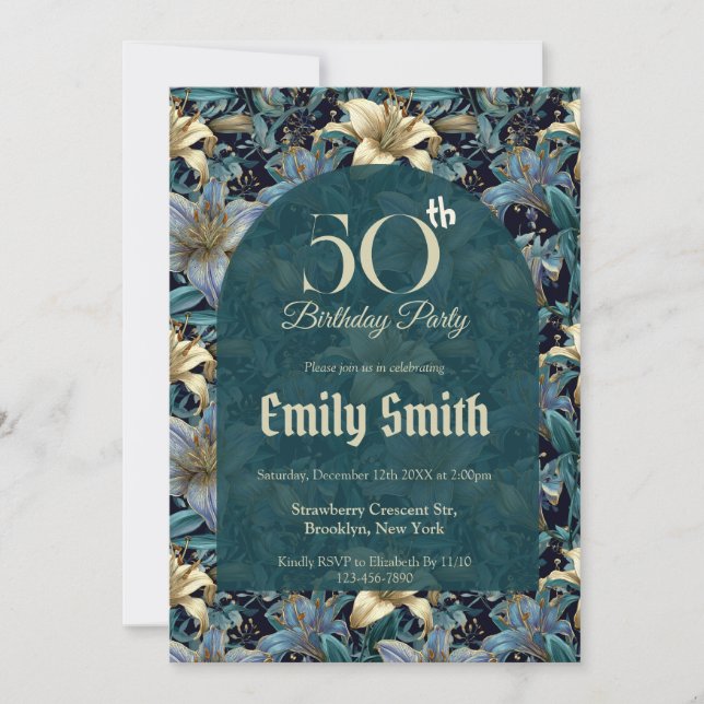 Botanical Inspired Lilies Floral Adult Birthday (Vorderseite)