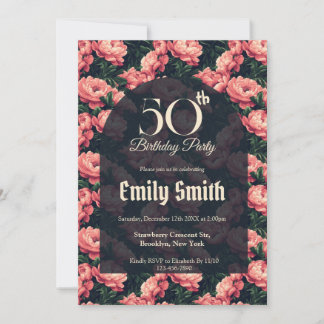 Botanical Inspired Peonies Accent Birthday Einladung