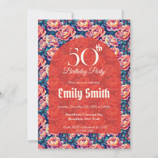 Botanical Inspired Peonies Sparkle 80Th Birthday Einladung