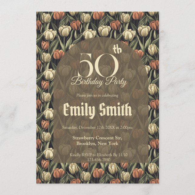 Botanical Inspired Tulip Petal Party Einladung (Vorderseite)