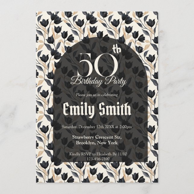 Botanical Inspired Tulip Sparkle Birthday Present Einladung (Vorderseite)