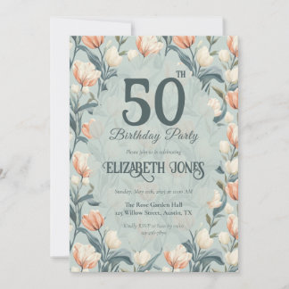 Botanical Inspired Tulip Themed Custom Birthday Einladung