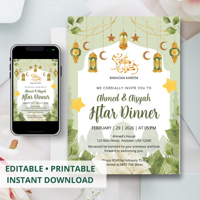 Botanical Islamic Iftar Invitation with Quran Einladung (Von Creator hochgeladen)
