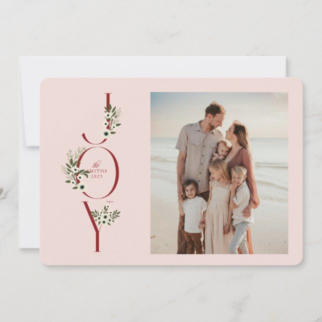 Botanical JOY Christmas Card Feiertagskarte (Vorderseite)