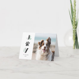 Botanical Joy Paw Print | Foto für Haustiere gekla Feiertagskarte