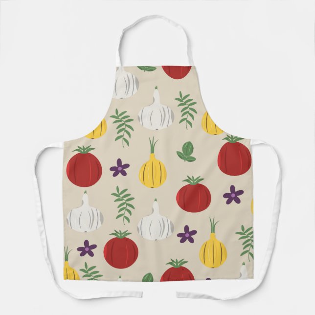 Botanical Kitchen Apron – Garlic, Onion Schürze (Vorderseite)