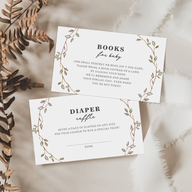 Botanical Leaves Diaper Raffle Enclosure Card Begleitkarte (Von Creator hochgeladen)
