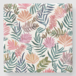 Botanical Leaves Watercolor | Floral Colorful Cute Steinuntersetzer