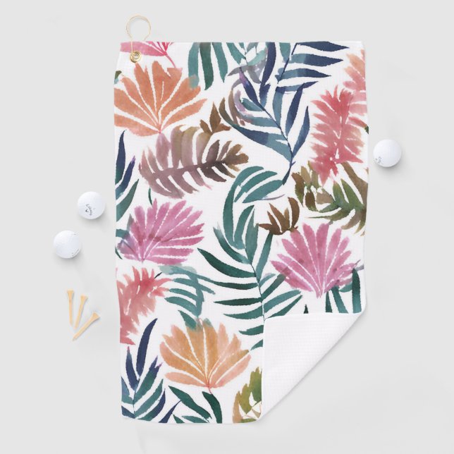 Botanical Leaves Watercolor | Floral Colorful Leaf Golfhandtuch (Insitu)