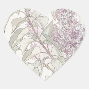 Botanical Lilac Herz-Aufkleber